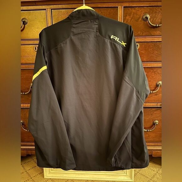 RLX black performance golf jacket with mesh detail and yellow accents NWOT XL - Picture 2 of 16